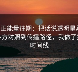 黑料正能量往期：把话说透明星黑料：从多方对照到传播路径，我做了完整时间线