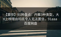 【震惊】91网盘点：内幕3种类型，大V上榜理由彻底令人无法置信，91aaa 百度网盘