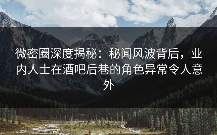 微密圈深度揭秘：秘闻风波背后，业内人士在酒吧后巷的角色异常令人意外-第1张图片-麻豆传媒资源聚合中心