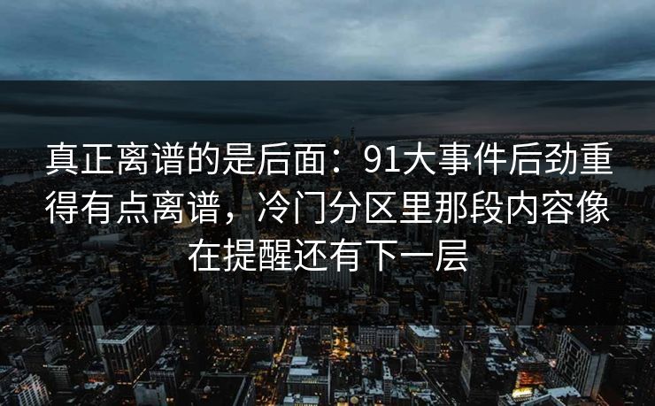 真正离谱的是后面：91大事件后劲重得有点离谱，冷门分区里那段内容像在提醒还有下一层