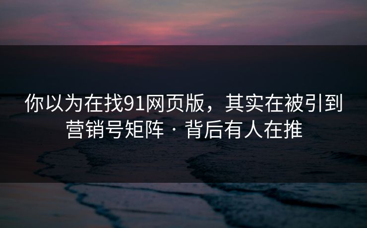 你以为在找91网页版，其实在被引到营销号矩阵 · 背后有人在推-第1张图片-麻豆传媒资源聚合中心
