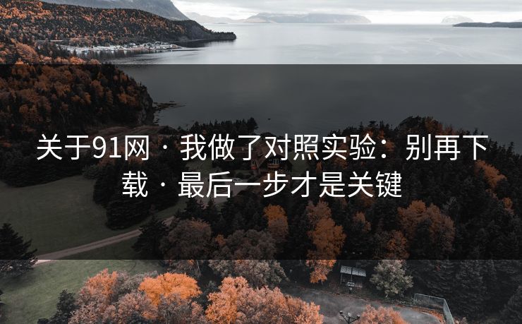 关于91网 · 我做了对照实验:别再下载 · 最后一步才是关键 关于91网 · 我做了对照实验:别再下载 · 最后一步才是关键