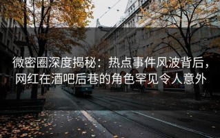 微密圈深度揭秘：热点事件风波背后，网红在酒吧后巷的角色罕见令人意外