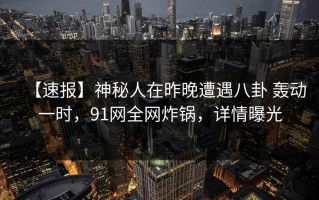 【速报】神秘人在昨晚遭遇八卦 轰动一时，91网全网炸锅，详情曝光