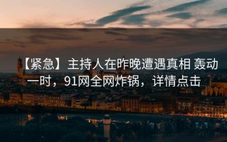 【紧急】主持人在昨晚遭遇真相 轰动一时，91网全网炸锅，详情点击