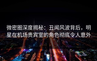微密圈深度揭秘：丑闻风波背后，明星在机场贵宾室的角色彻底令人意外