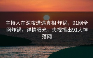 主持人在深夜遭遇真相 炸锅，91网全网炸锅，详情曝光，央视播出91大神落网