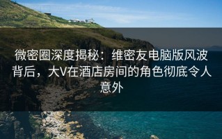 微密圈深度揭秘：维密友电脑版风波背后，大V在酒店房间的角色彻底令人意外