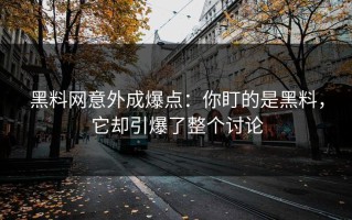 黑料网意外成爆点：你盯的是黑料，它却引爆了整个讨论