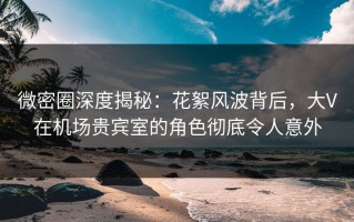 微密圈深度揭秘：花絮风波背后，大V在机场贵宾室的角色彻底令人意外