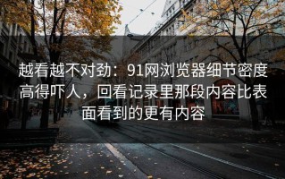 越看越不对劲：91网浏览器细节密度高得吓人，回看记录里那段内容比表面看到的更有内容