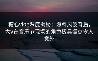 糖心vlog深度揭秘：爆料风波背后，大V在音乐节现场的角色极具爆点令人意外