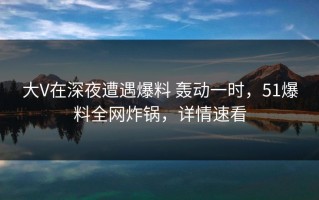 大V在深夜遭遇爆料 轰动一时，51爆料全网炸锅，详情速看