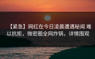 【紧急】网红在今日凌晨遭遇秘闻 难以抗拒，微密圈全网炸锅，详情围观